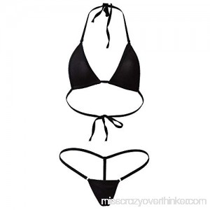 Moonasy Womens's Sex Stretchy Halter Neck Bikini Swimsuits Charming Bra and G-String Thong Beachwear Lingerie B07CR4NGMP